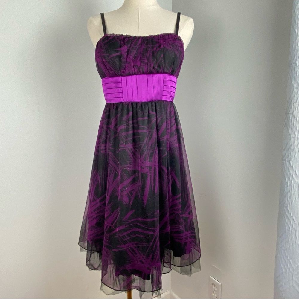 NWT Purple Black Mesh Babydoll Dress Whimsigoth Y2K Tie Waist Vamp Fairy‎ Grunge